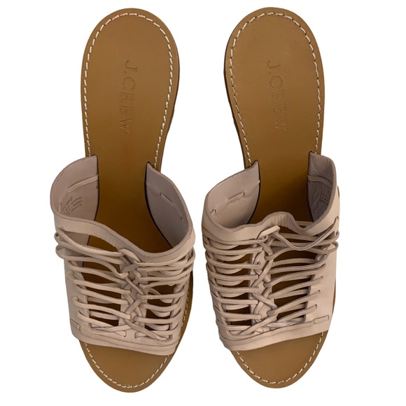 J. Crew Marlow Huarache Mule Heel Sandals Leather Light Blush Pink NEW - Picture 3 of 9